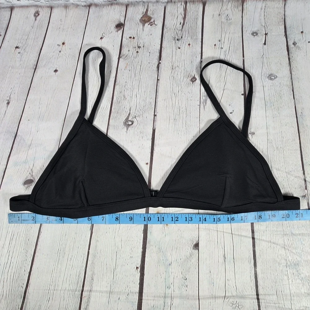 J. Crew Ribbed triangle bikini top in Black 2X‎ NWT
